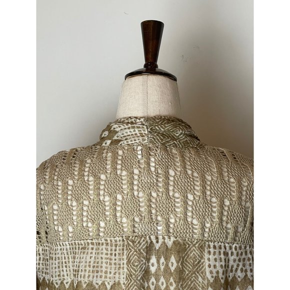Unworn!! Chico's Metallic Patchwork Lightweight Linen Open Jacket Size M - Picture 8 of 12